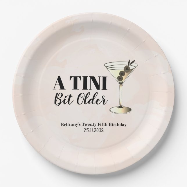 Prato De Papel Aniversário do Coquetel Martini Mais Velho (Frente)