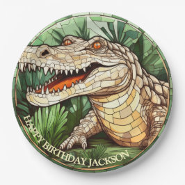 Prato De Papel Aniversário do Crocodilo Africano
