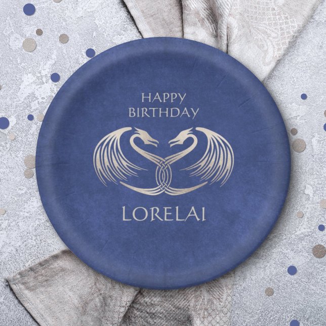 Prato De Papel Aniversário do Dragão Céltico Viking (Criador carregado)