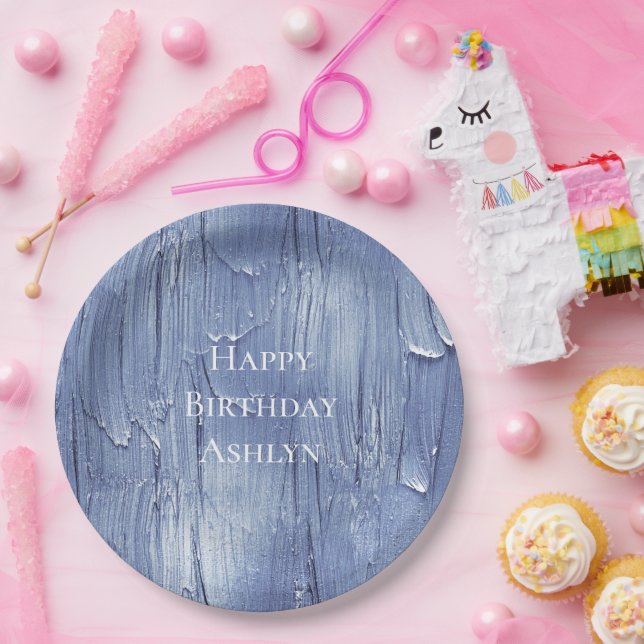 Prato De Papel Aniversário do Glacé de Bolo Roxo bonito (Festa)