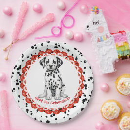 Prato De Papel Aniversário do Impressão Dalmático | Festa negra e