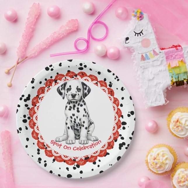 Prato De Papel Aniversário do Impressão Dalmático | Festa negra e (Festa)