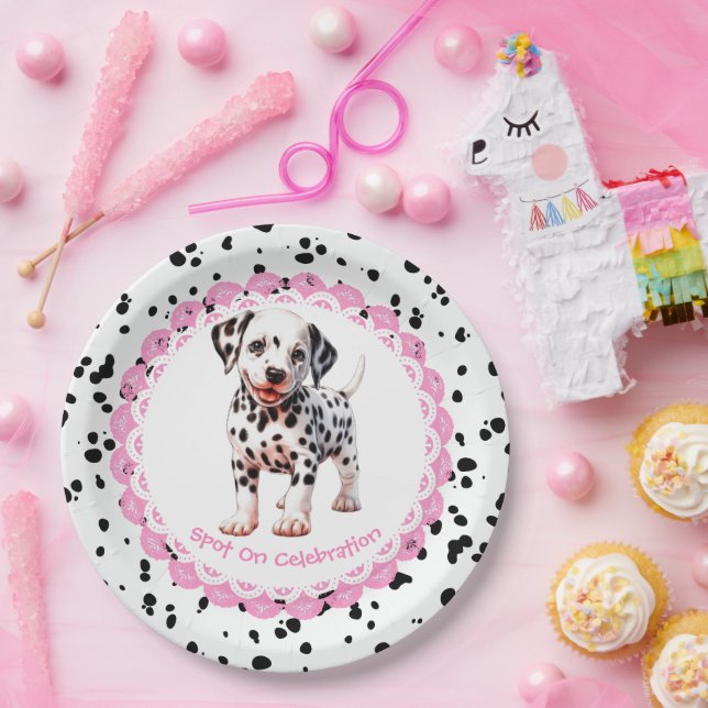 Prato De Papel Aniversário do Impressão Dalmático | Festa negra e (Festa)
