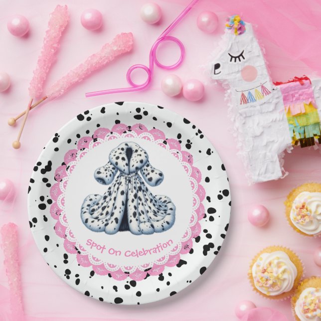 Prato De Papel Aniversário do Impressão Dalmático | Festa negra e (Festa)