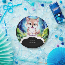 Prato De Papel Aniversário do Lobo da Floresta Mágica