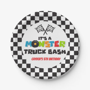 Prato De Papel Aniversário do Monster Truck