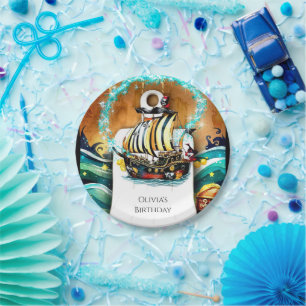Prato De Papel Aniversário do navio de pastel para crianças pirat