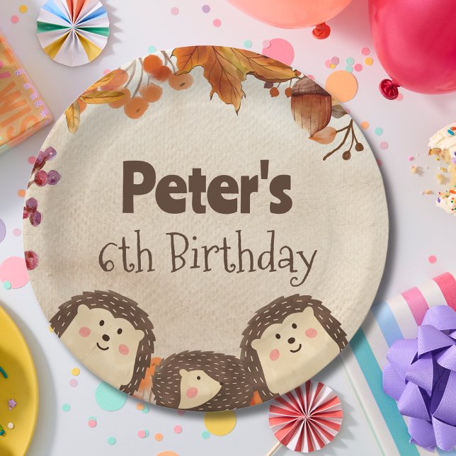 Prato De Papel Aniversário do ouriço de Aquarela (Criador carregado)