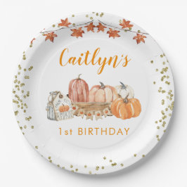 Prato De Papel Aniversário do Outono de Pumpkin Laranja