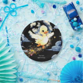 Prato De Papel Aniversário do Pato Mágico Pastel