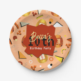 Prato De Papel Aniversário do Retro Orange Tamagotchi