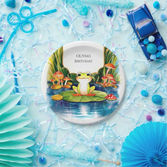 Prato De Papel Aniversário do Sapo Mágico Simples (Festa)