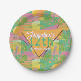 Prato De Papel Aniversário do Sunset no Verão Amarelo