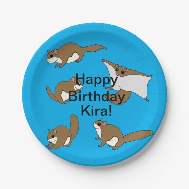 Prato De Papel Aniversário dos Esquilos Voadores (Frente)