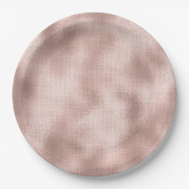 Prato De Papel Aniversário Dourado do Rosa Blush Rosa