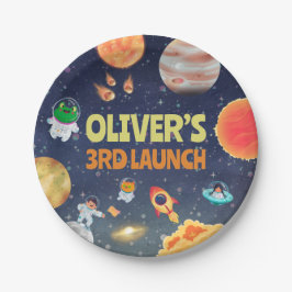 Prato De Papel Aniversário espacial