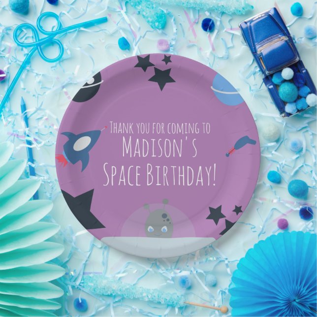 Prato De Papel Aniversário Espacial Tema Alien Azul (Festa)