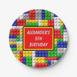 Prato De Papel Aniversário/festa do Criador de Blocos de Cores Pr