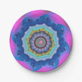 Prato De Papel Aniversário Fratural Rosa e Azul