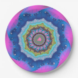 Prato De Papel Aniversário Fratural Rosa e Azul