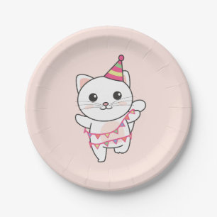 Prato De Papel Aniversário Gato de Corte para Crianças Festa de a