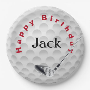 Prato De Papel Aniversário Golf Ball And Club
