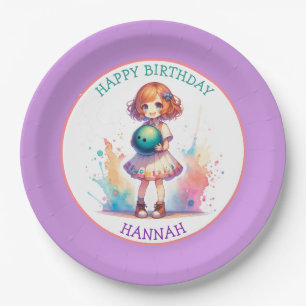 Prato De Papel Aniversário Personalizado de Anime da boliche