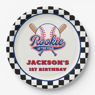 Prato De Papel Aniversário Personalizado Do Ano Do Baseball