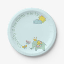 Aniversário Personalizável de Elefante e Borboleta