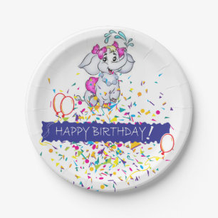 Prato De Papel Aniversário - Plates Elephant