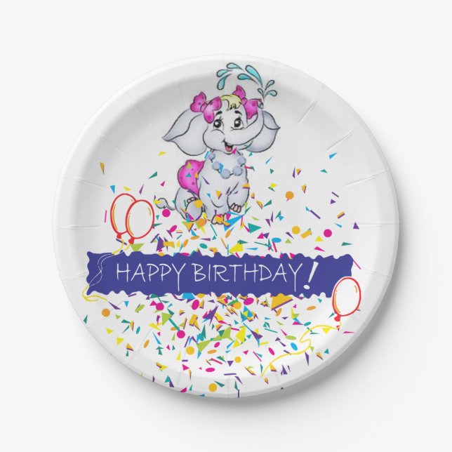 Prato De Papel Aniversário - Plates Elephant (Frente)