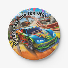 Prato De Papel Aniversário Rápido e Divertido, Carros Race Aniver