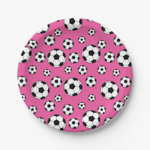 Prato De Papel Aniversário Rosa Futebol