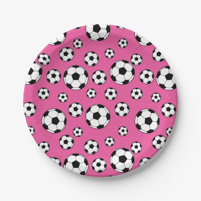 Prato De Papel Aniversário Rosa Futebol (Frente)