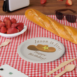 Prato De Papel Aniversário temático do Cowboy