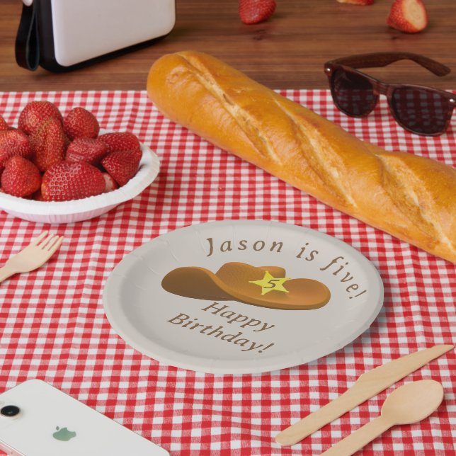 Prato De Papel Aniversário temático do Cowboy (Piquenique)