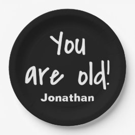 Prato De Papel Aniversário Você É Um Velho Negro Dizendo Nome Per