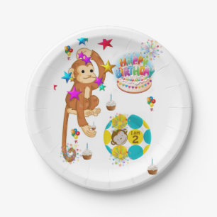 Prato De Papel Aniversários De Papel, Macaco
