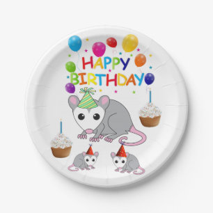 Prato De Papel Aniversários De Papel, Possum