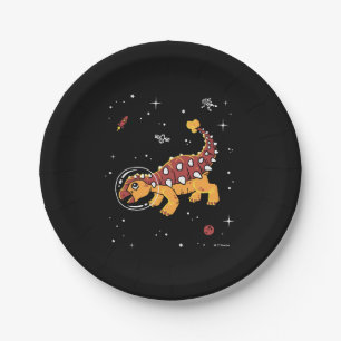 Prato De Papel Ankylosaurus Dinos de Brown e de Tan no espaço