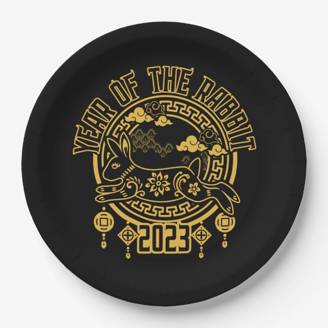 Prato De Papel Ano Novo Lunar Chinês do Coelho (Frente)