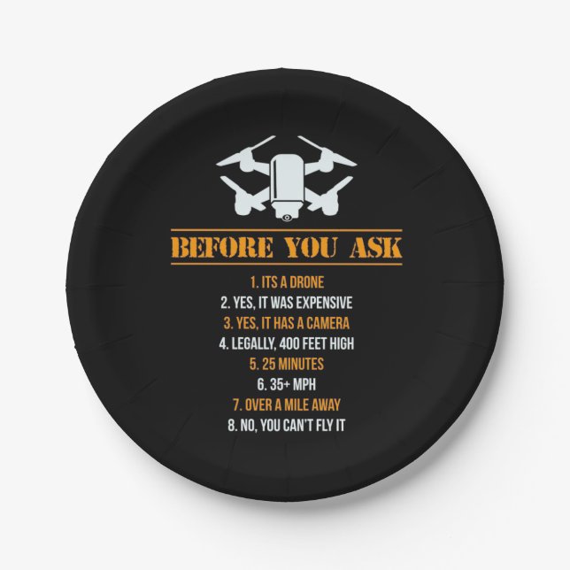 Prato De Papel Antes De Perguntar Piloto De Drone (Frente)