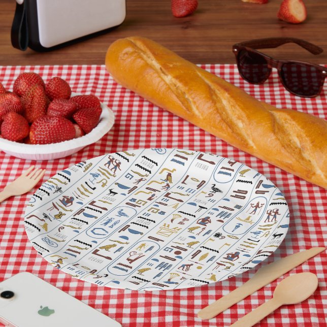 Prato De Papel Antigo Egito Faraó Hieroglifos (Piquenique)