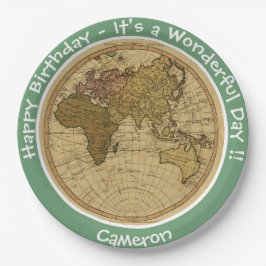 Prato De Papel Antiguidade 1786 - Partido Tema do Mapa do Hemisfé