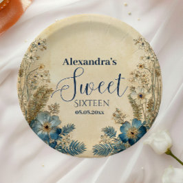 Prato De Papel Antique Botanical Art Nouveau Sweet Sixteen