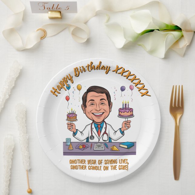 PRATO DE PAPEL ANTISTRESS DOCTORS BIRTHDAY PARTY WHITE (Casamento)