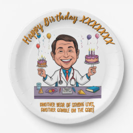 PRATO DE PAPEL ANTISTRESS DOCTORS BIRTHDAY PARTY WHITE