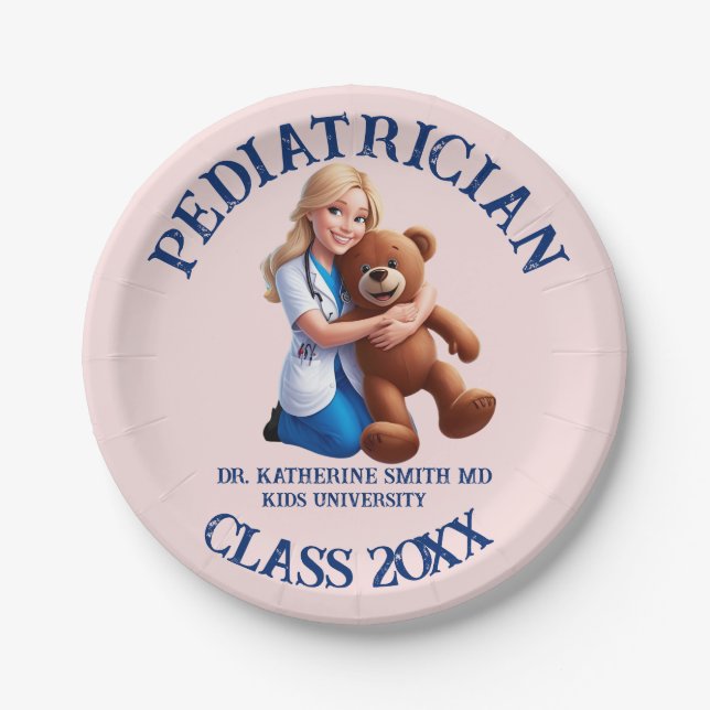 Prato De Papel antistress pediatrician teddy bear kids university (Frente)