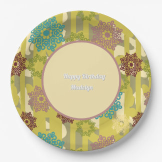 Prato De Papel Any Age Abstract Floral Pattern Birthday