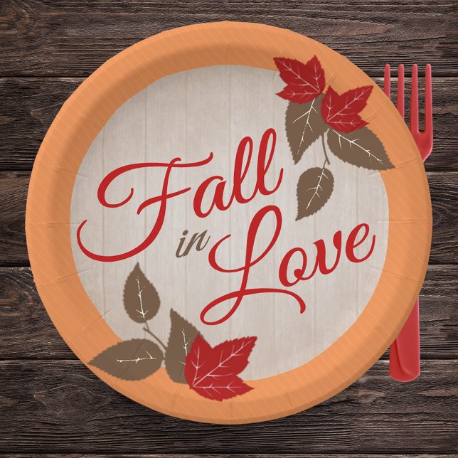 Prato De Papel Apaixonado (Fall in Love Paper Plates for Fall Bridal Shower or Fall Wedding)